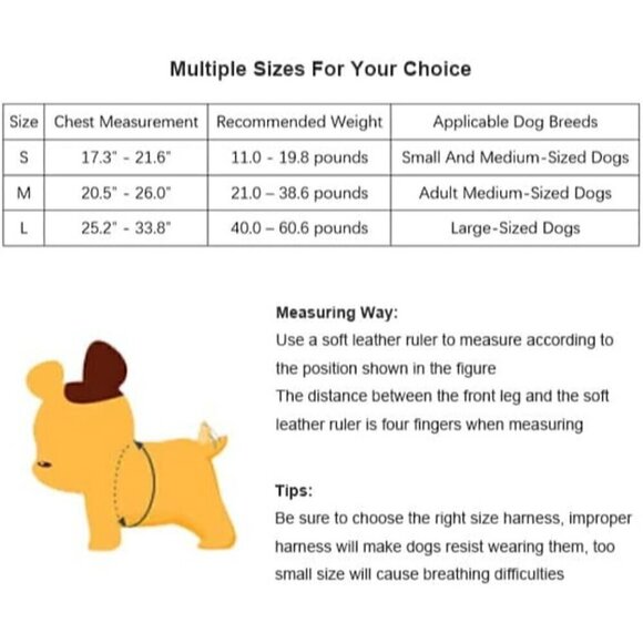 Easy Walk Dog Harness, Breathable, No Pull Adjustable Harness, Fluorescent Strip - Picture 8 of 8